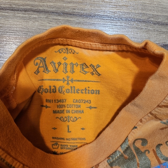 Avirex Gold Collection T-Shirt Men's Large Orange Graphic Crest Lion Crown 1975 - Picture 5 of 9